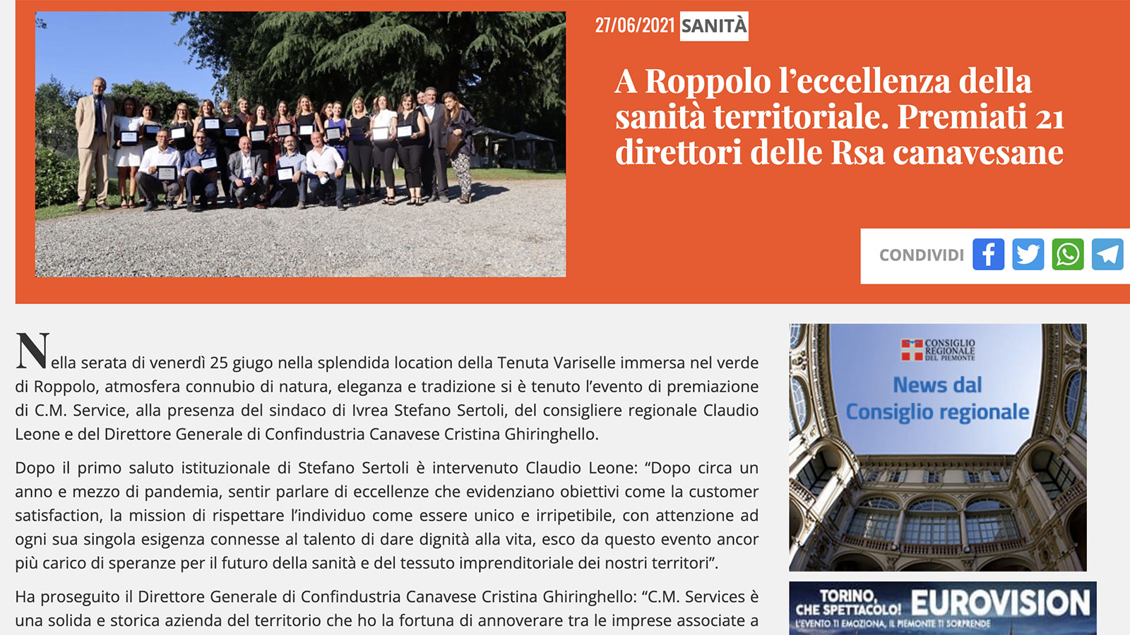 da trent'anni vicini al territorio